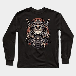 samurai cat Long Sleeve T-Shirt